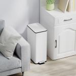 Caixote do Lixo de Cozinha 20 L em Aço Inoxidável com Tampa de Fecho Suave, Pedal e Balde Amovível, Branco