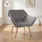 Poltrona de Sala Moderna Estofada em Veludo com Pés de Madeira, Poltrona Relax para Sala de Estar, Cinzento