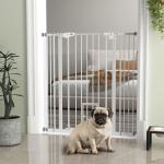Barreira de Segurança para Cães com Porta Pequena Fechamento Automático e Sistema Duplo de Bloqueio 74 - 101x104,1 cm Branco