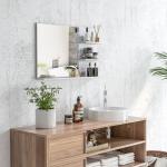 Espelho de Casa de Banho de Parede com 2 Prateleiras Laterais e Prateleira Inferior 75x10x48 cm Branco