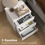 Cómoda com 3 Gavetas com Fecho Suave para Quarto Escritório Estilo Moderno 45x40x52,8 cm Branco