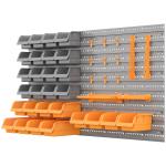 Prateleira de Parede Organizador de Ferramentas com 28 Caixas Empilháveis ​​e Ganchos 95,5x22,5x53,5 cm Cinza e Laranja