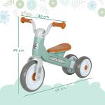 Bicicleta sem Pedais para Crianças dos 12 aos 36 Meses Bicicleta de Equilíbrio com Guiadores com Rotação Limitada a 60° 69x40x49 cm Verde