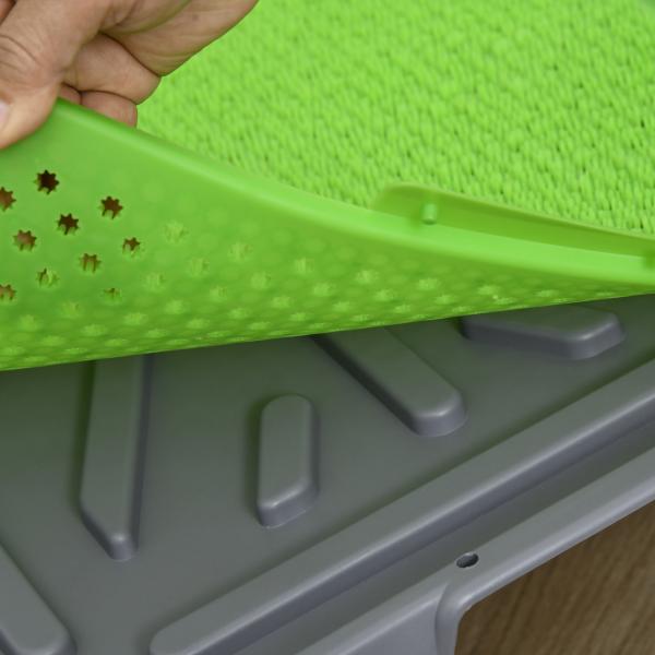 Resguardo de Treino para Cães com 2 Relvas Artificiais e Bandeja para Treino de Filhotes 67x41x3,5 cm Verde