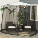 Rede Mosquiteira para Chapéus de Sol de Jardim Ø3m Cobertura de Rede de Chapéu de Sol com Zíper e Tubo Enchido com Água para Terraço Balcão Exterior Preto