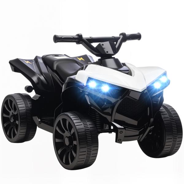 Quad Elétrico Infantil 6V Quad para Crianças dos 37 aos 72 Meses Velocidade até 3 km/h Faróis e Música 70x42x45 cm Branco