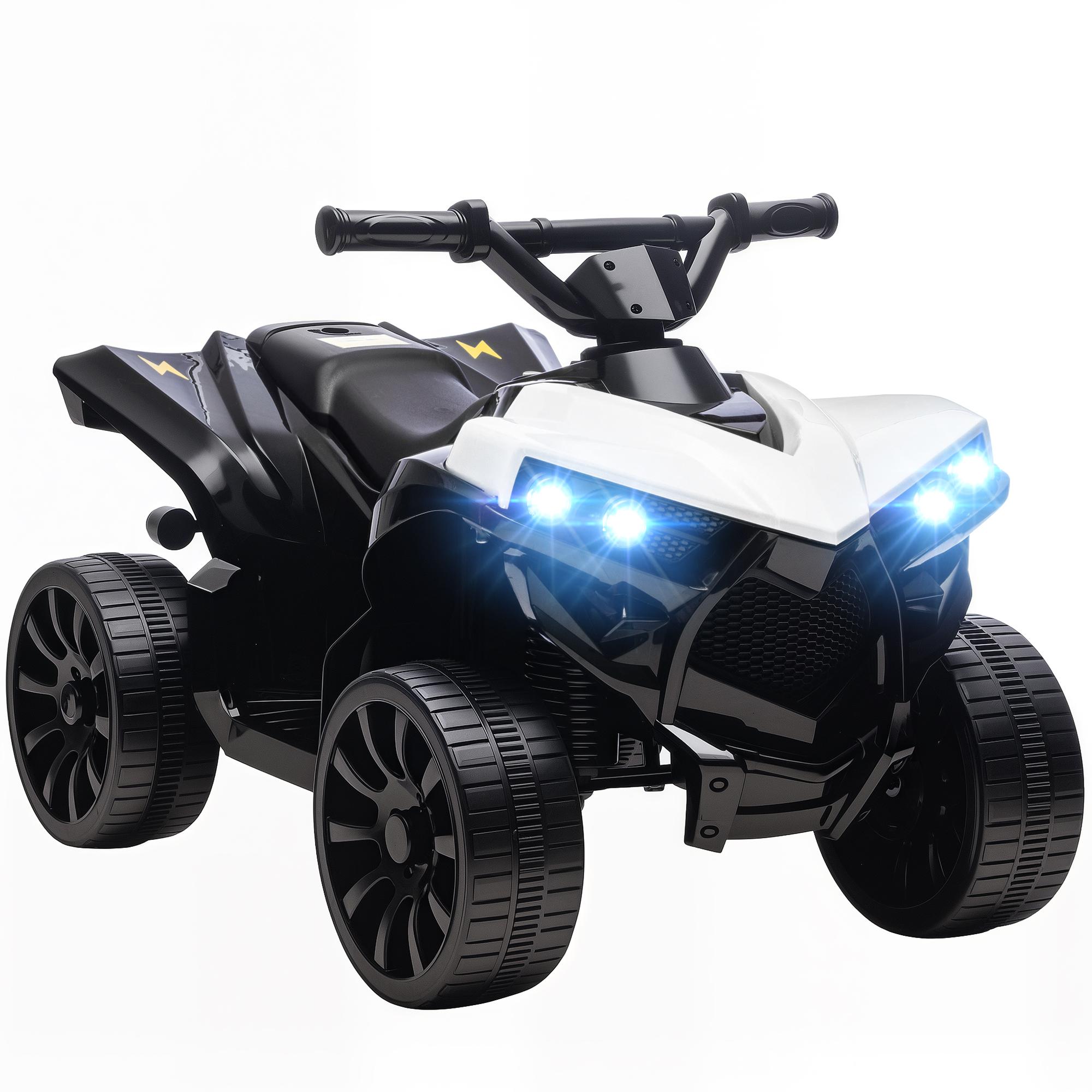 Quad Elétrico Infantil 6V Quad para Crianças dos 37 aos 72 Meses Velocidade até 3 km/h Faróis e Música 70x42x45 cm Branco