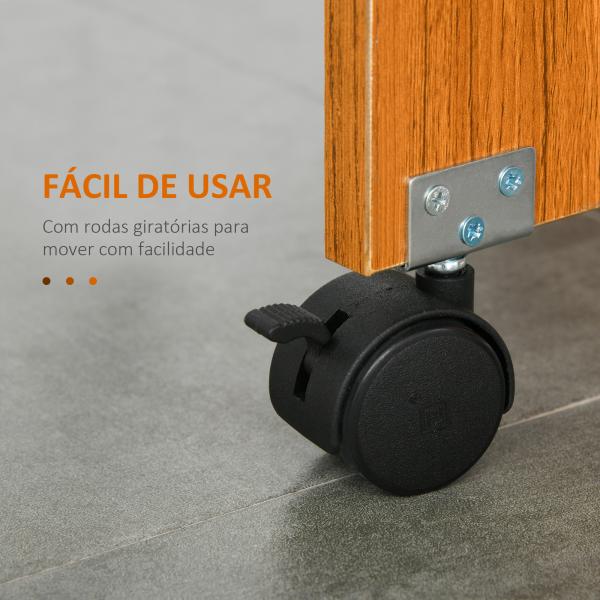 Mesa de Sala de Jantar Dobrável com Rodas Mesa Multifuncional para Sala de Jantar 120x80x73cm Branco e Teca