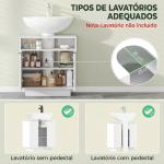 Móvel para Lavatório Pousar com 2 Portas Canaladas para Lavatório com ou sem Pedestal 60x33x63 cm Branco