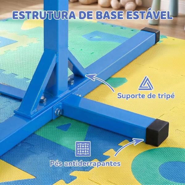 Barra de Ginástica para Crianças com Altura Ajustável 92 - 150 cm Barra Horizontal de Ginástica 194x121x150 cm Azul
