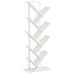 Estante em Forma de Árvore de 9 Níveis Estante de Livros com 9 Prateleiras e Estrutura de Aço 50x24x136 cm Branco