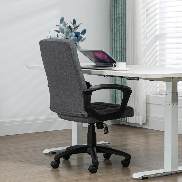 Cadeira de Escritório Giratória com Altura Ajustável e Apoio para os Braços Estilo Moderno 59x63x96 - 105,5 cm Cinza