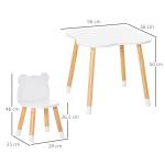 Conjunto Infantil de Mesa e 2 Cadeiras de Madeira Móveis Infantil para Sala de Jogos Dormitório de Crianças Mesa 56x56x50cm e Cadeira 28x25x46cm Branco