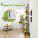 Arranhador para Gatos de Chão a Teto de 230 - 275 cm com Altura Ajustável Postes de Sisal e Bola de Brincar Verde