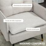 Poltrona Sala de Estar Poltrona Relax com Apoio para os Braços Assento Acolchoado e Pés de Aço 76x68x80 cm Creme