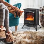 Lareira Elétrica Portátil 1000/2000W com Efeito de Chama Realista Termostato para Ambientes entre 15 - 20m² 45x28x54cm Preto