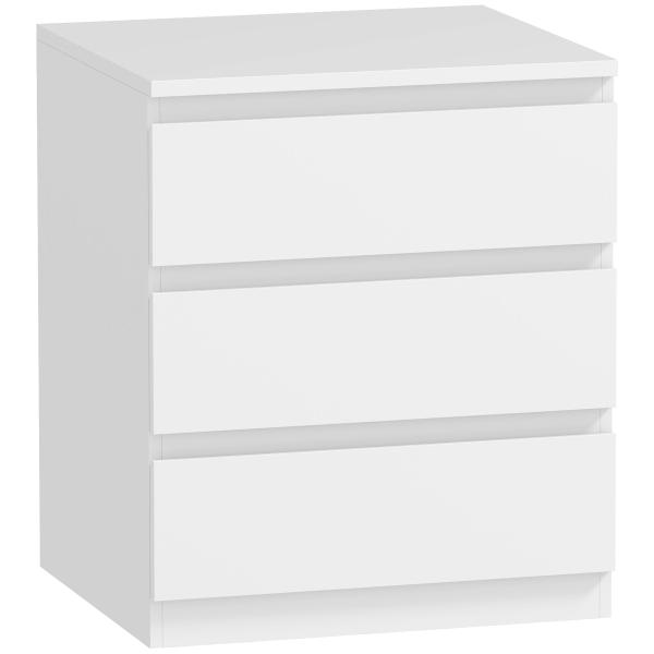 Cómoda com 3 Gavetas com Fecho Suave para Quarto Escritório Estilo Moderno 45x40x52,8 cm Branco