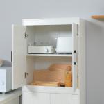Armário de Cozinha Móvel Auxiliar de Cozinha com 4 Portas e 5 Prateleiras Estilo Moderno Anti - Tombo 60x36x168cm Branco