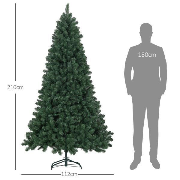 Árvore de Natal Artificial 210 cm com 1064 Ramos de Arame de Memória e Base Recolhível Árvore de Natal Verde