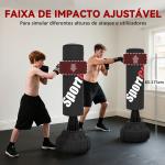 Saco de Boxe de Pé Faixa de Altura Ajustável 65 – 175 cm Base Recarregável com Ventosas A 57x57x175 cm Preto