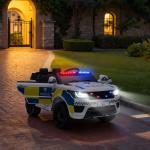 Carro Elétrico Crianças 12V Policial com Bluetooth USB Luz Sirene 110x68x52 cm Brincar Infantil Branco