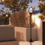 2 Candeeiros Solares de Exterior com Painel Solar Acendimento Automático Impermeável IP44 23,5x23,2x184 cm Preto