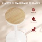 Conjunto de 2 Bancos de Bar Giratórios Bancos Altos de Cozinha com Descanso para Pés 38,5x38,5x60 - 80 cm Madeira e Branco