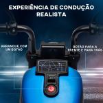 Motocicleta Elétrica para Crianças de 18 - 36 Meses com Bateria 6V Farol e Rodas Auxiliares Removíveis 76x42x57 cm Azul
