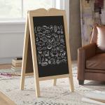 Mini Cavalete de Madeira Quadro Lousa Negro Magnético e Dobrável com 8 Gizes e 6 Placas de Palavras 51x42x101 cm Madeira