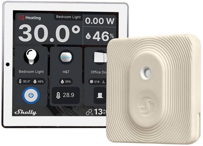 Painel Tátil 4 Wi - Fi/Bluetooth p/ Parede + Sensor de Humidade e Temperatura (Marfim) - SHELLY