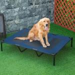 Cama para Animais de Estimação Cama Elevada para Cães Gatos com Tecido Transpirável para Dormir Relaxar Exterior Jardim Terraço 122x91x23cm Azul