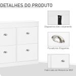 Móvel Sapateira de 4 Portas Estreita com Prateleiras Ajustáveis e Removíveis Capacidade de 16 Pares para Corredor Entrada 98x24x83cm Branco