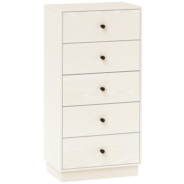 Cómoda com 5 Gavetas Cómoda de Quarto Estreita com Anti - Tombo Gaveteiro Alto para Sala de Estar Corredor 47x29x95 cm Branco