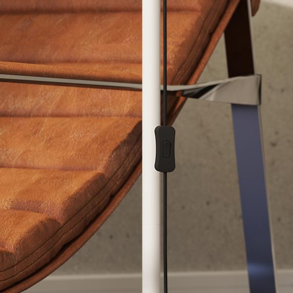 Candeeiro de Pé LED com Altura Ajustável Ecrã Interruptor para Sala de Estar Escritório Quarto 49x21x127 - 160 cm Branco e Dourado