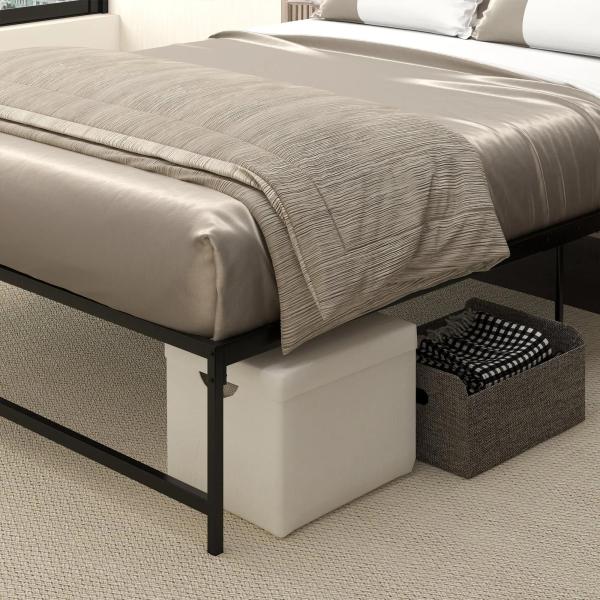 Estrutura de Cama Dupla de Metal para Colchão 137/135x190 cm com Pés de 31 cm Estrutura de Cama de Casal 141,5x195x35cm Preto