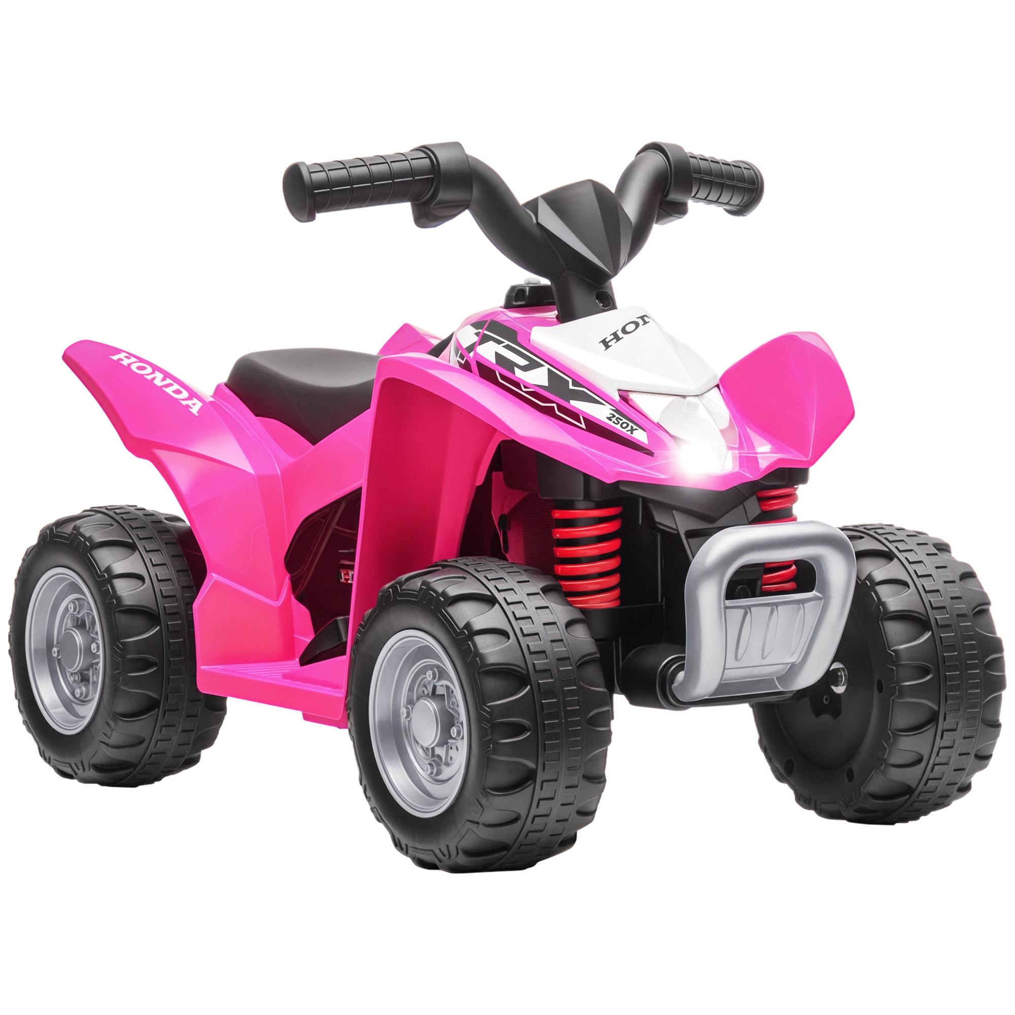 Quadriciclo Elétrico HONDA para Crianças de 18 - 36 Meses Quadriciclo Elétrico Infantil a Bateria 6V com Faróis LED Buzina Velocidade de 2,8km/h e Avance 65,5x35,5x43,5cm Rosa