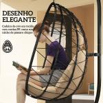Cadeira Suspensa com Suporte Baloiço Jardim com Cesto Dobrável Almofada e Apoio de Cabeça 98x95x198 cm Caqui