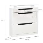 Sapateira Entrada Estreito Móvel para 16 pares de Sapatos com 2 Portas Gaveta Prateleira Aberta e Bancada de Vidro 89x23x96 cm Branco