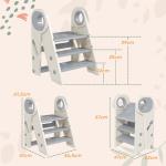 Banco para Crianças Dobrável Torre de Aprendizagem Escada para Crianças Antiderrapante 46,5x47x61,5 cm Cinza e Branco