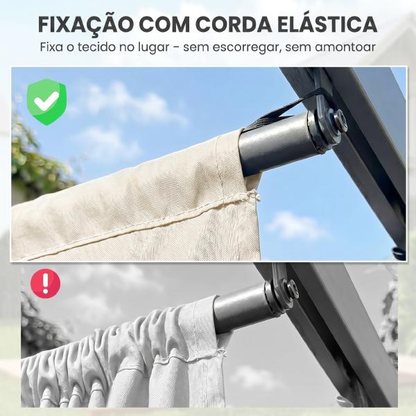 Cobertura para Pérgola 2,5x2,55cm Teto de Substituição Retrátil para Pérgola com 10 Orifícios de Drenagem Creme