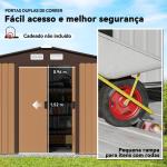 Abrigo de Jardim Exterior 4,83 m² 277x195x192 cm Abrigo e Jardim Metálico para Armazenamento de Ferramentas com Base Incluída e 4 Janelas Castanho