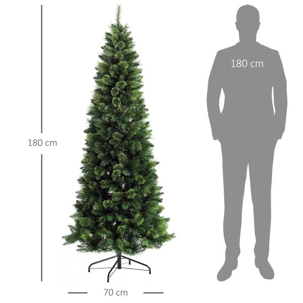 Árvore de Natal Artificial 180 cm Árvore de Natal com 648 Ramos Fácil de Montar e Base Desmontável de Aço Ø70x180 cm Verde