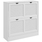 Sapateira Moderna com 2 Gavetas Rebatíveis e Prateleias Ajustáveis para 16 Pares de Sapatos Sapateira Compacta 81,5x25x83 cm Branco