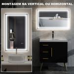 Espelho Casa de Banho com Luz LED 100x60 cm Espelho de Parede com Iluminação Anti - Embaciamento Brilho Ajustável e Interruptor Tátil