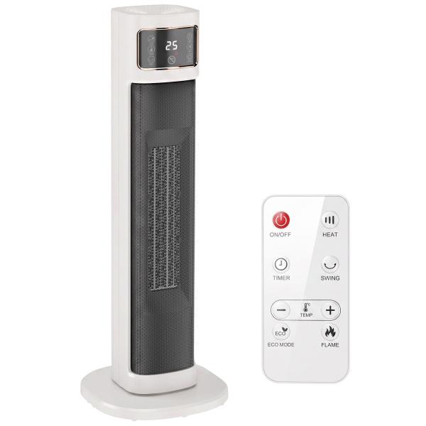 Aquecedor Elétrico Cerâmico PTC 2000 W com 4 Modos, Comando à Distância e Proteção contra Sobreaquecimento e Queda