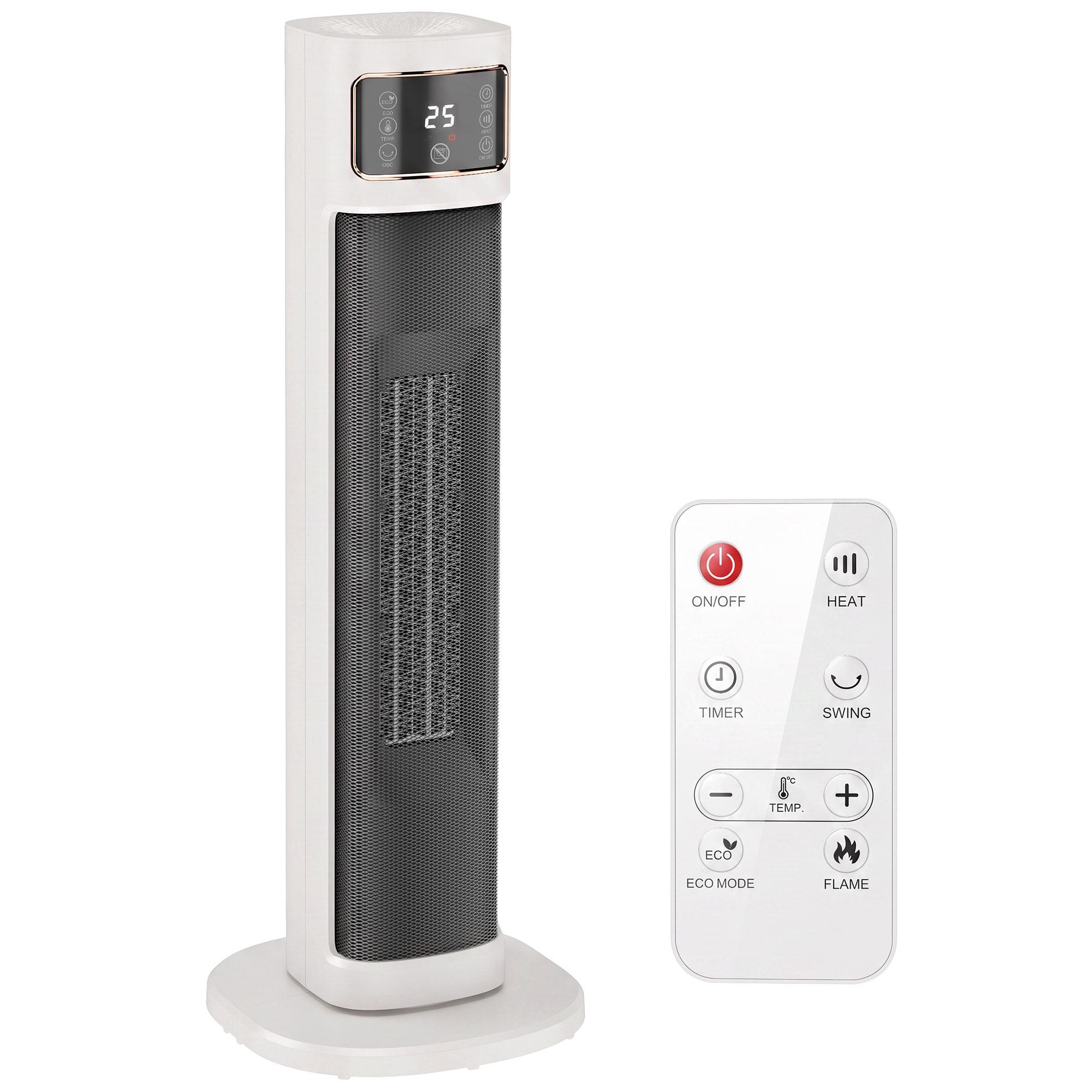 Aquecedor Elétrico Cerâmico PTC 2000 W com 4 Modos, Comando à Distância e Proteção contra Sobreaquecimento e Queda