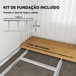 Abrigo de Jardim Exterior 2 m² 195x122x181,5 cm Abrigo Metálico com Base SEM CHÃO 2 Portas de Correr Janelas Cinza Claro
