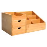 Organizador para Secretária de Bambu Sistema de Secretária Organizador de Mesa de Escritório Polivalente 33x20,5x15,5 cm