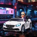 Carro Elétrico Mercedes SLC 300 12V com Faróis LED Buzina Música TF USB e Abertura da Porta 3 - 5km/h 107x62,5x44 cm Branco