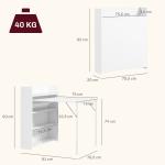 Mesa Dobrável de Jantar Mesa de Cozinha com Folha Abatível 4 Compartimentos Até 3 Pessoas 78,5x91x93 cm Branco